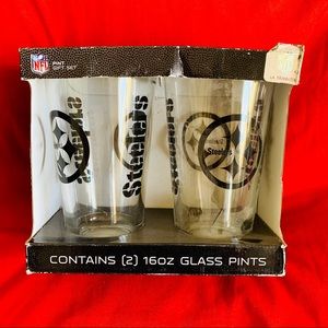 Collectible NFL Pittsburg Steelers 2 16oz Glass Cups